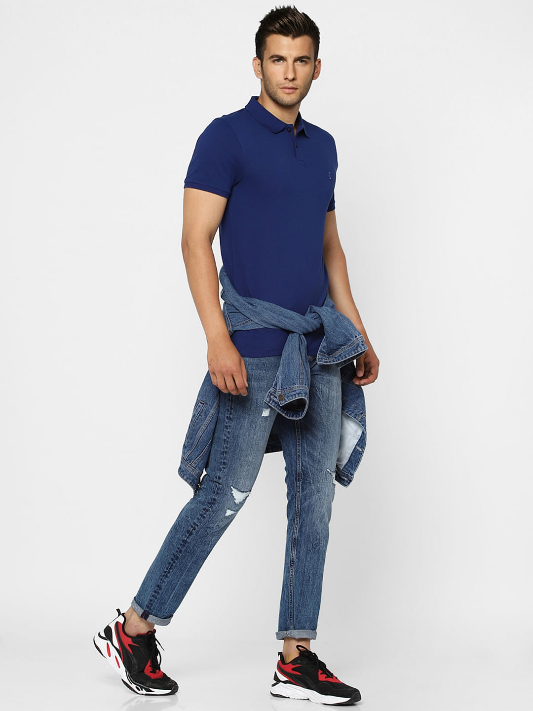 Blue Polo Neck T-shirt - S