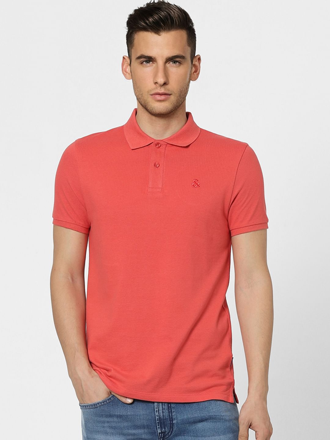 Coral Polo Neck T-shirt