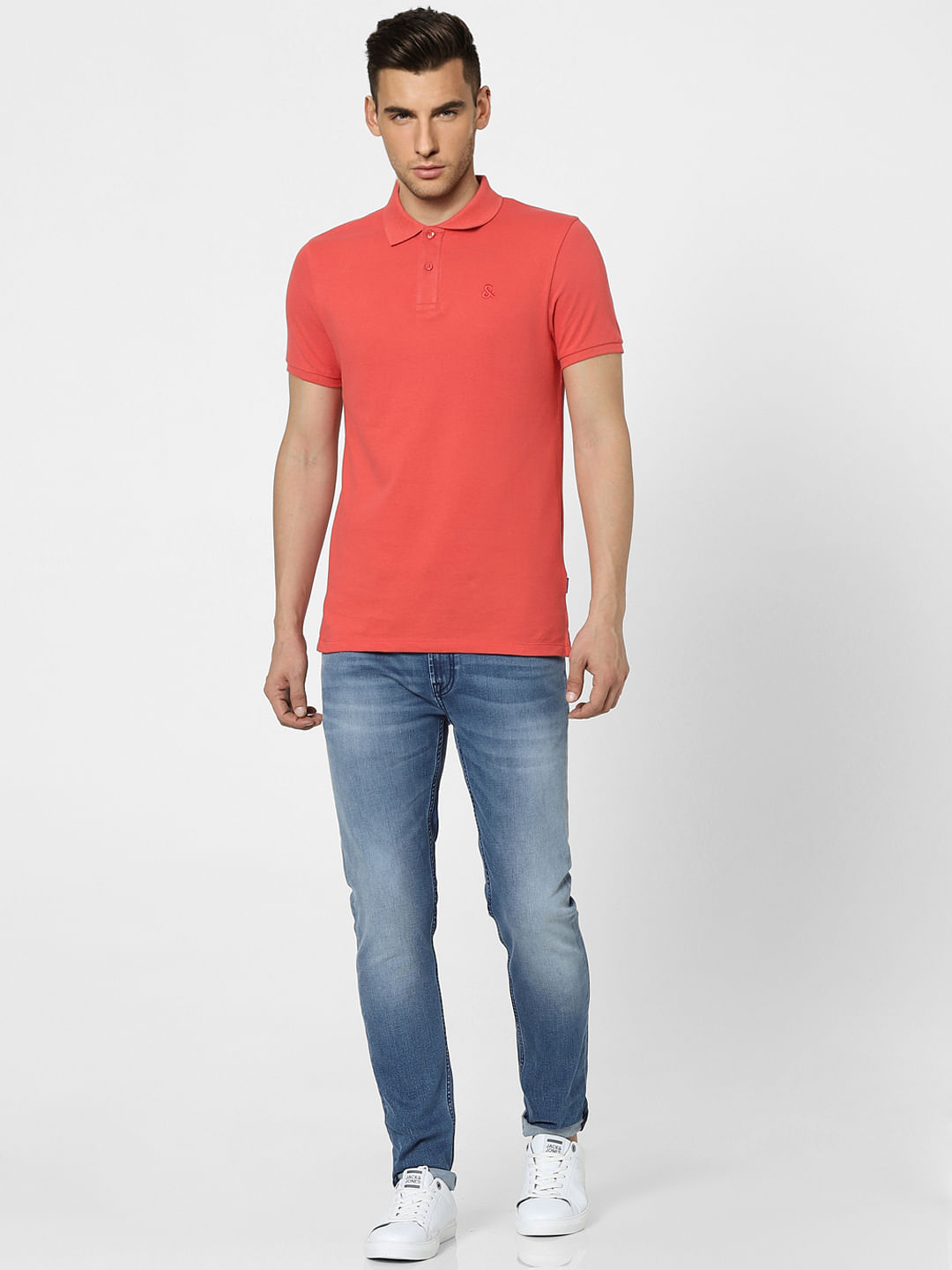 Coral Polo Neck T-shirt