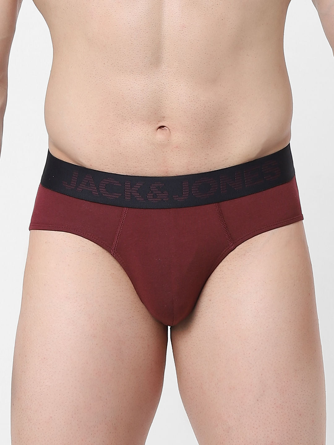 Maroon Logo Print Briefs - S