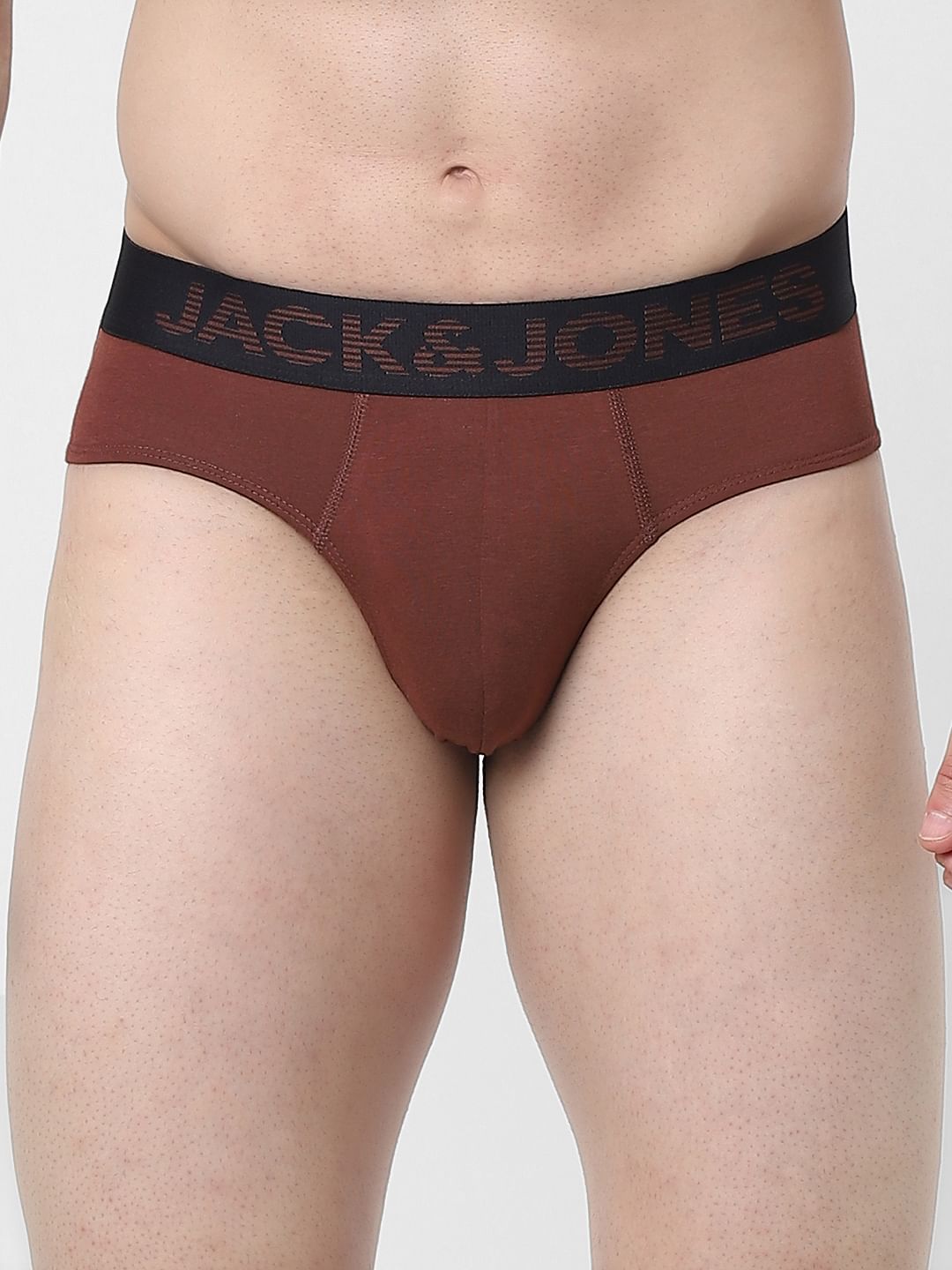 Brown Logo Print Briefs - S