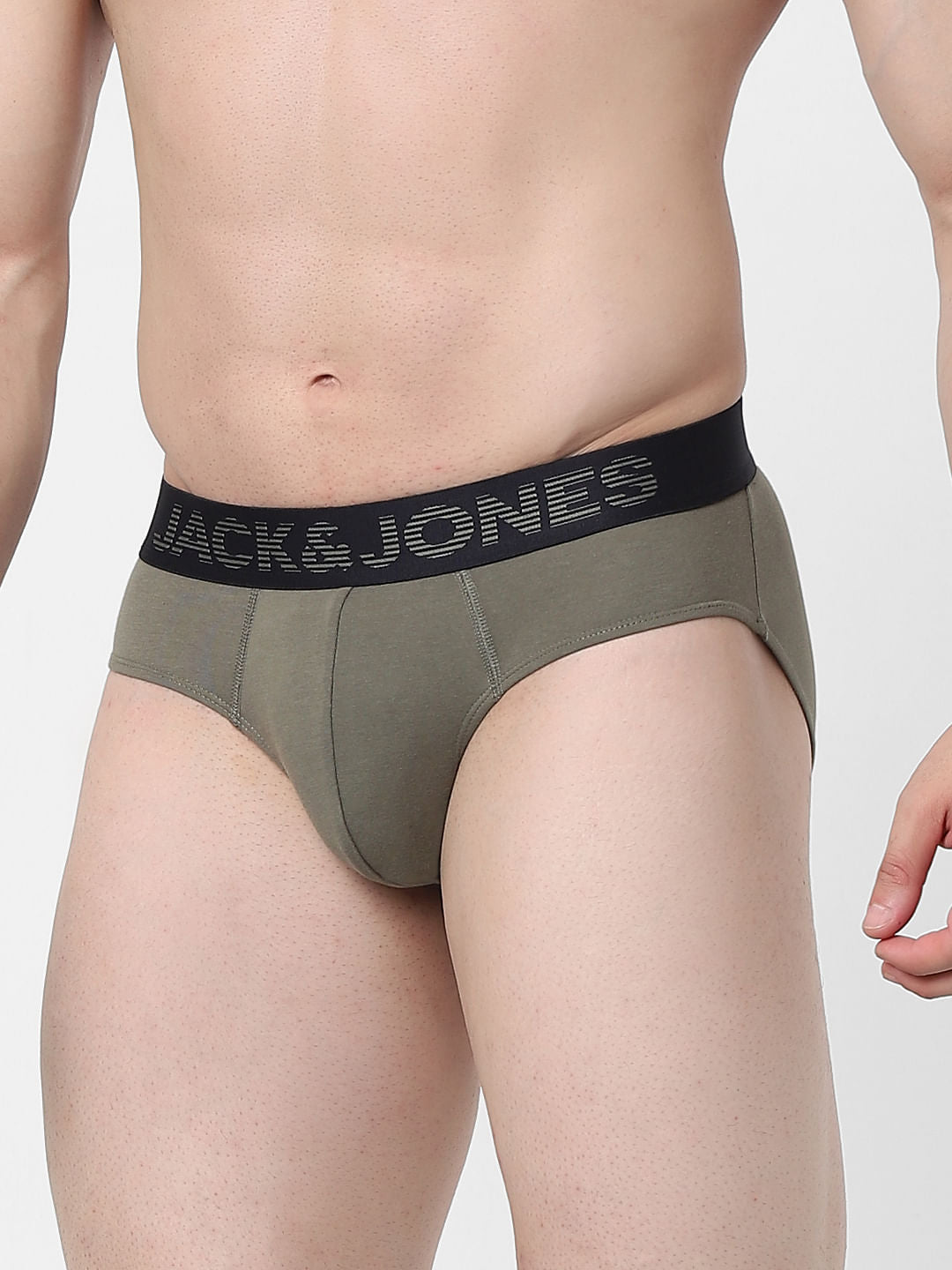 Dusty Olive Green Logo Print Briefs