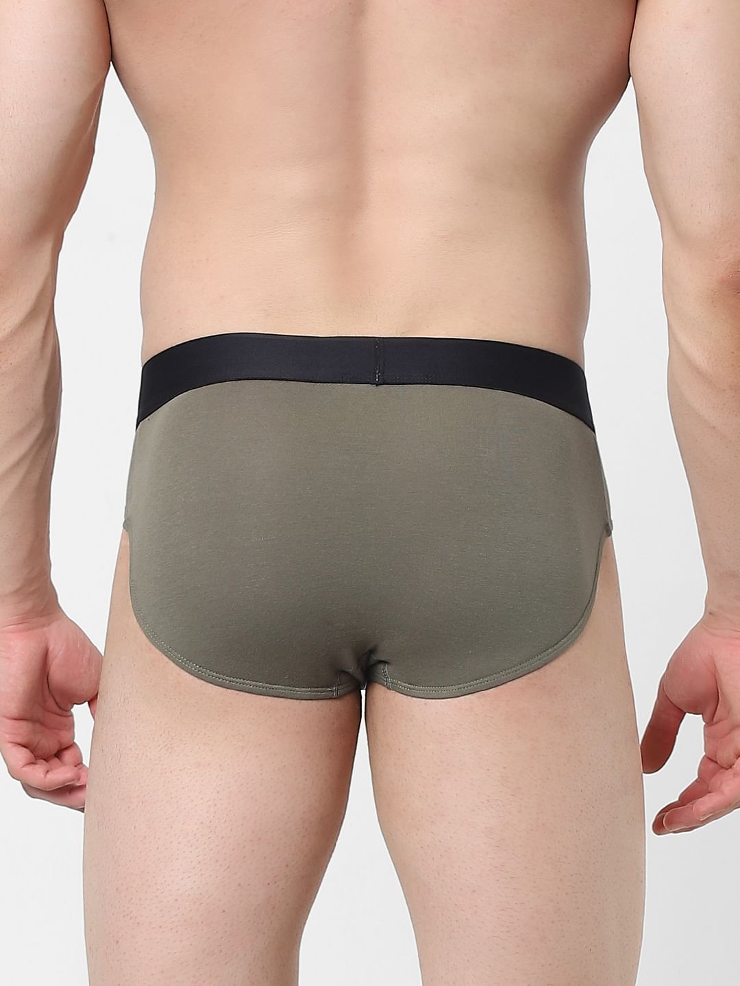 Dusty Olive Green Logo Print Briefs