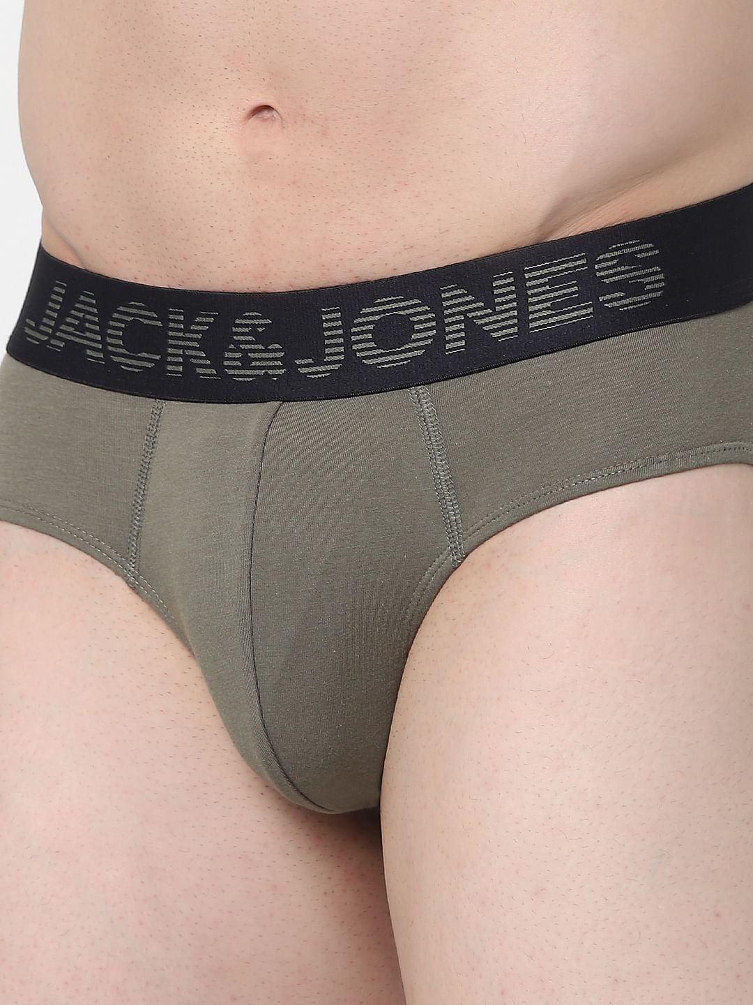 Dusty Olive Green Logo Print Briefs