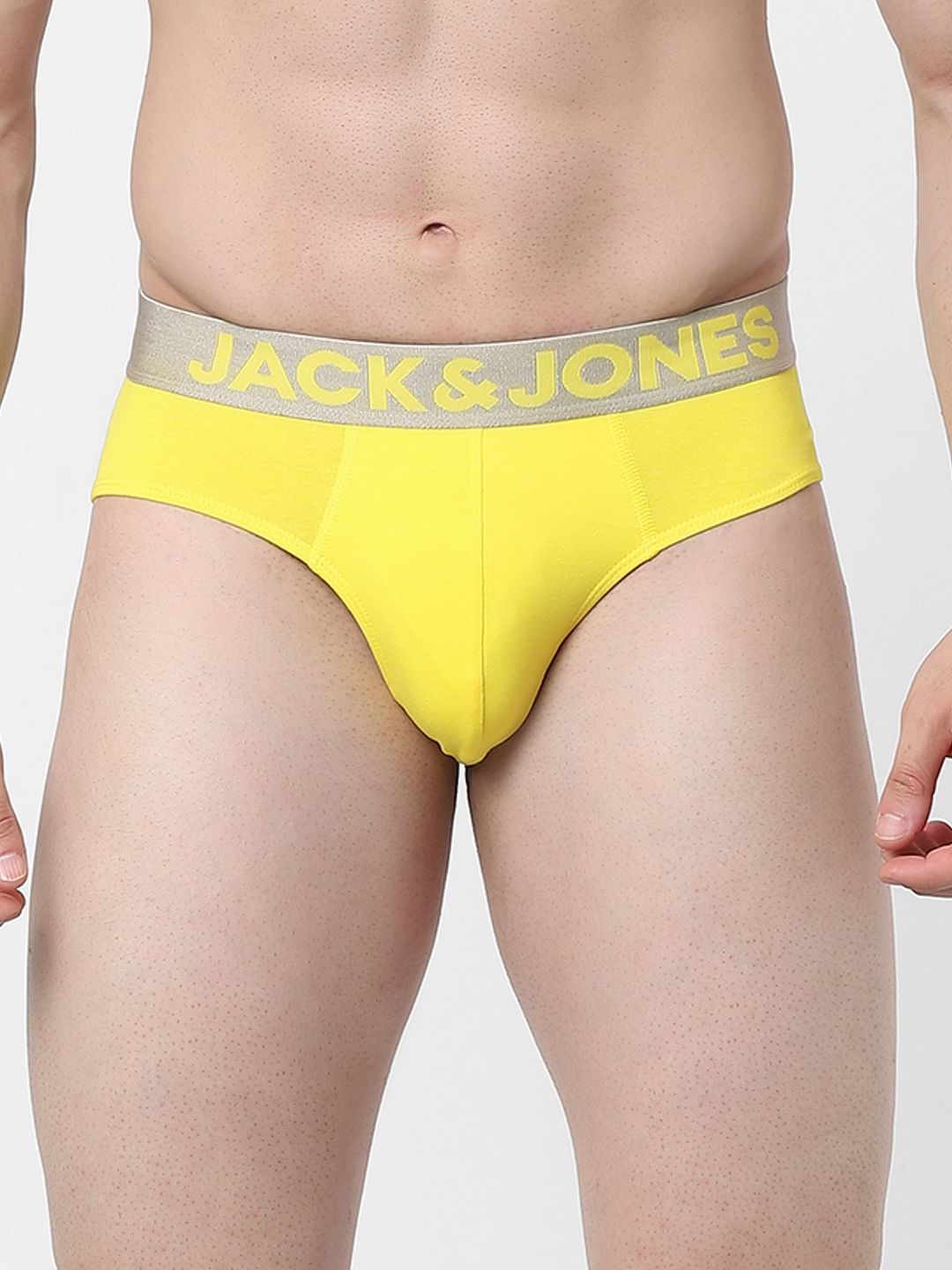 Yellow Logo Print Briefs - S