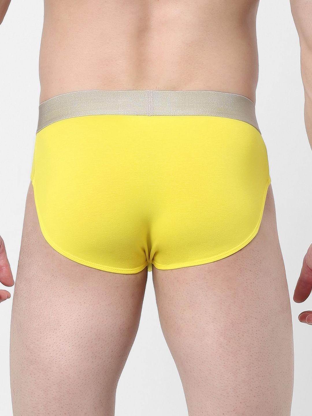 Yellow Logo Print Briefs