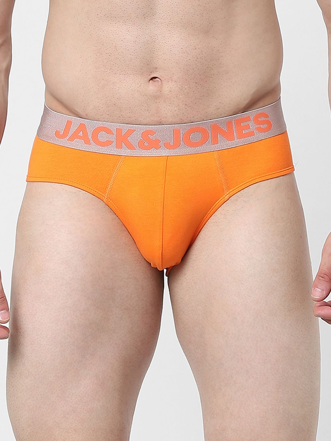Orange Logo Print Briefs - S