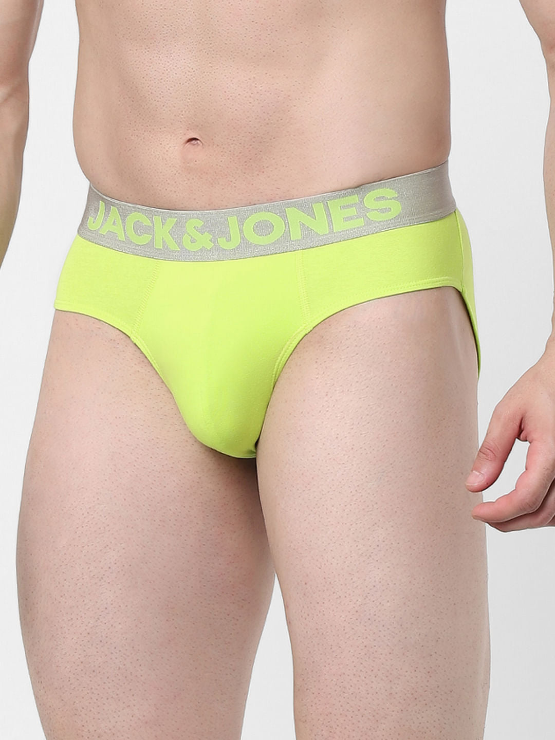 Lemon Yellow Logo Print Briefs