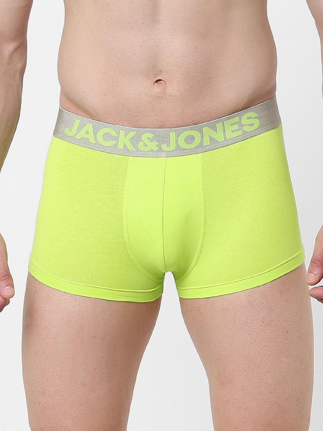 Lime Yellow Logo Print Trunks - S
