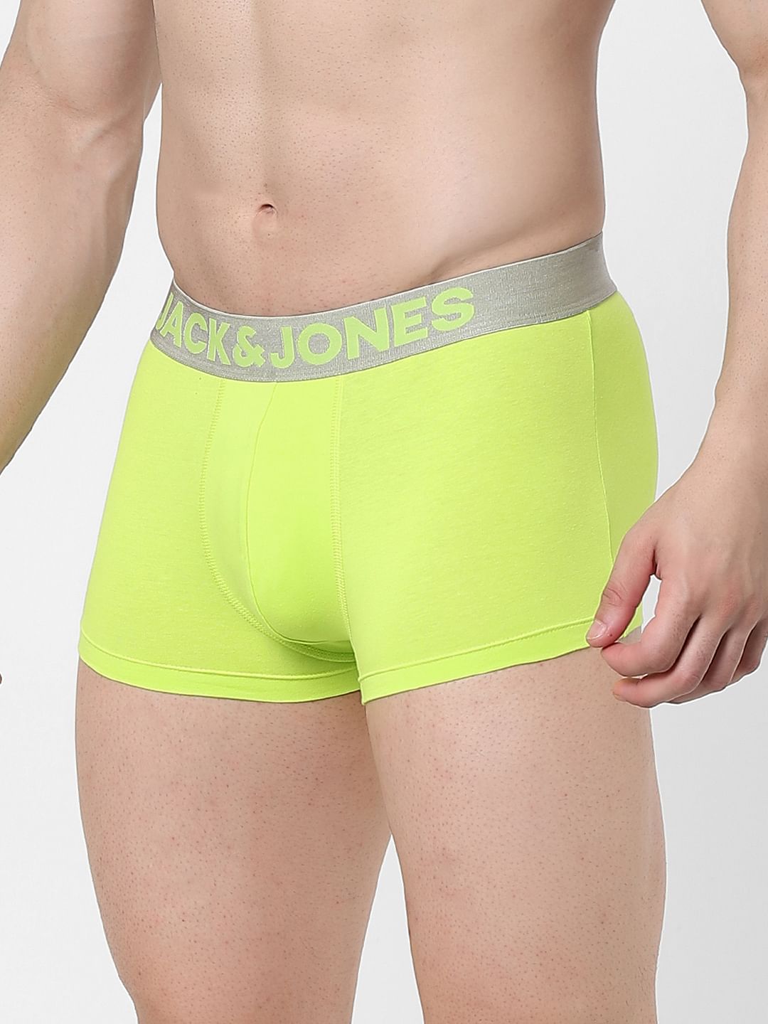Lime Yellow Logo Print Trunks