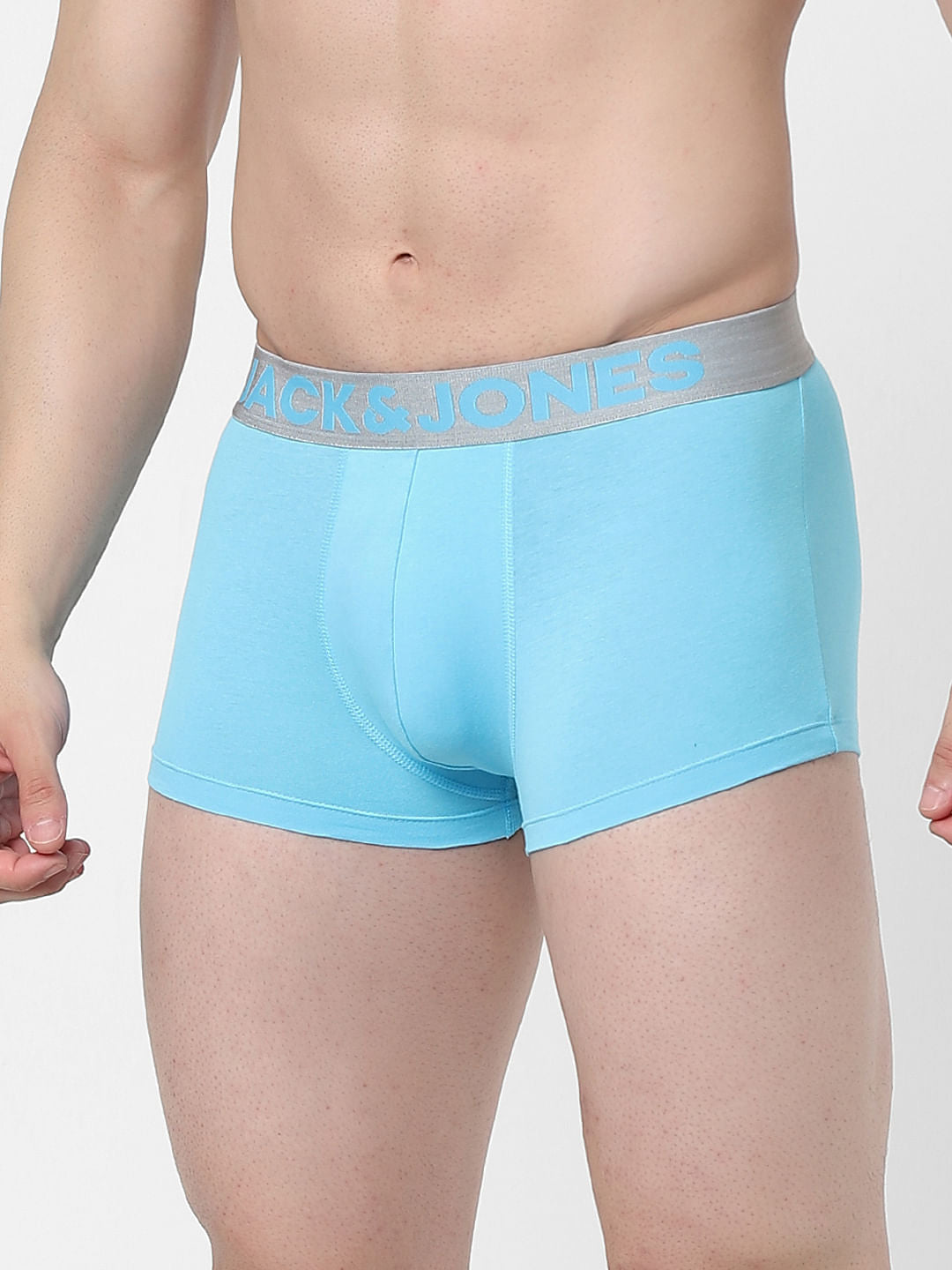 Light Blue Logo Print Trunks