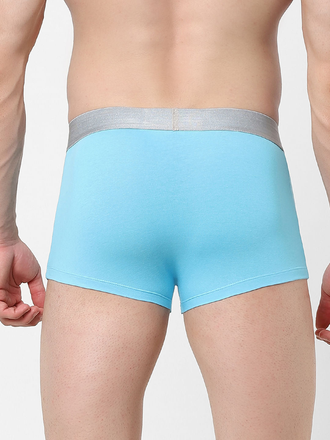 Light Blue Logo Print Trunks