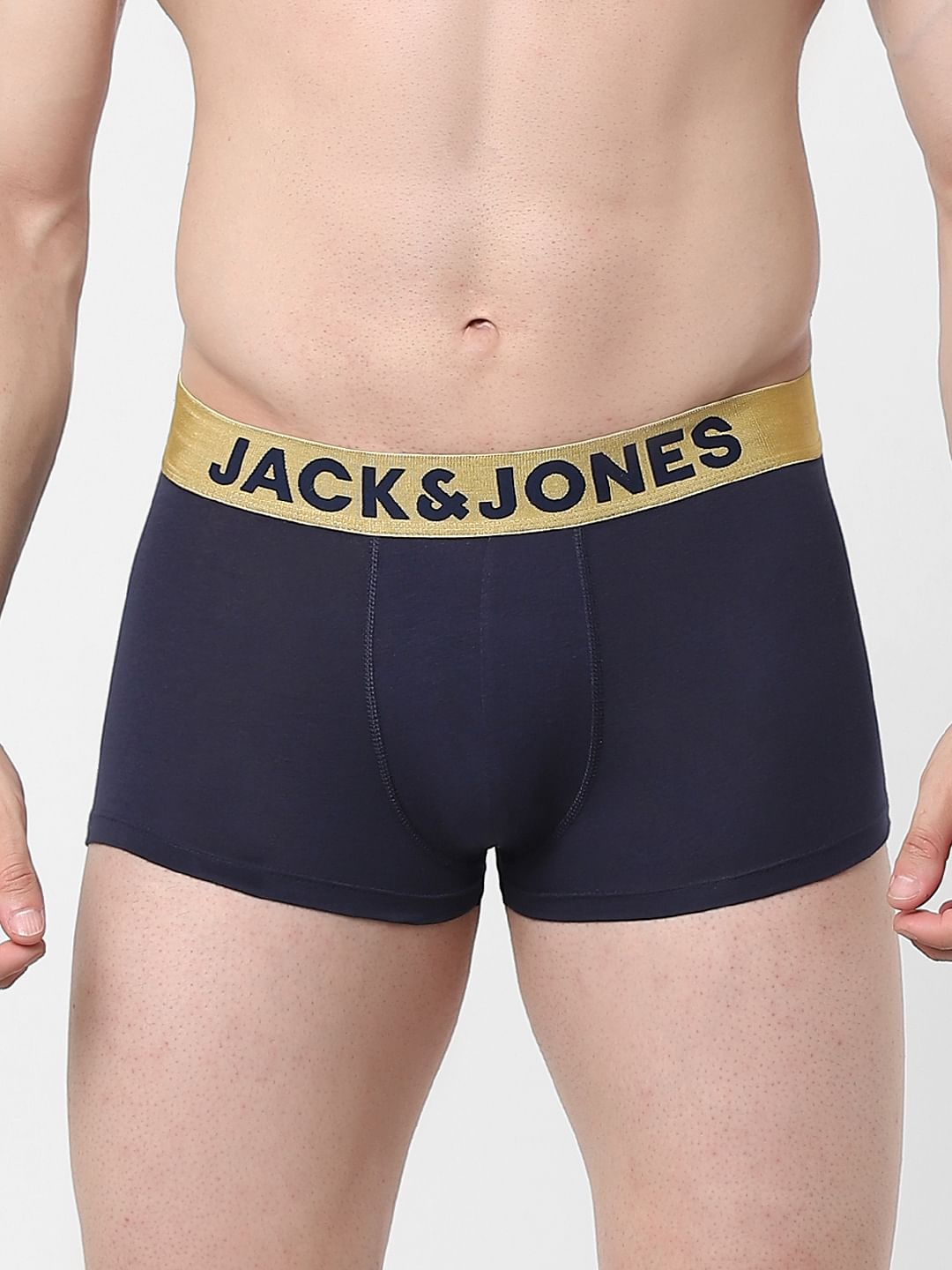 Navy Blue Logo Print Trunks