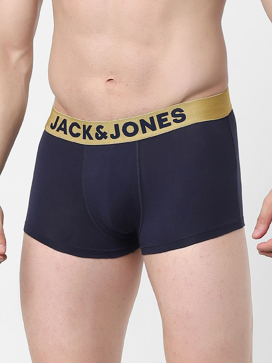 Navy Blue Logo Print Trunks
