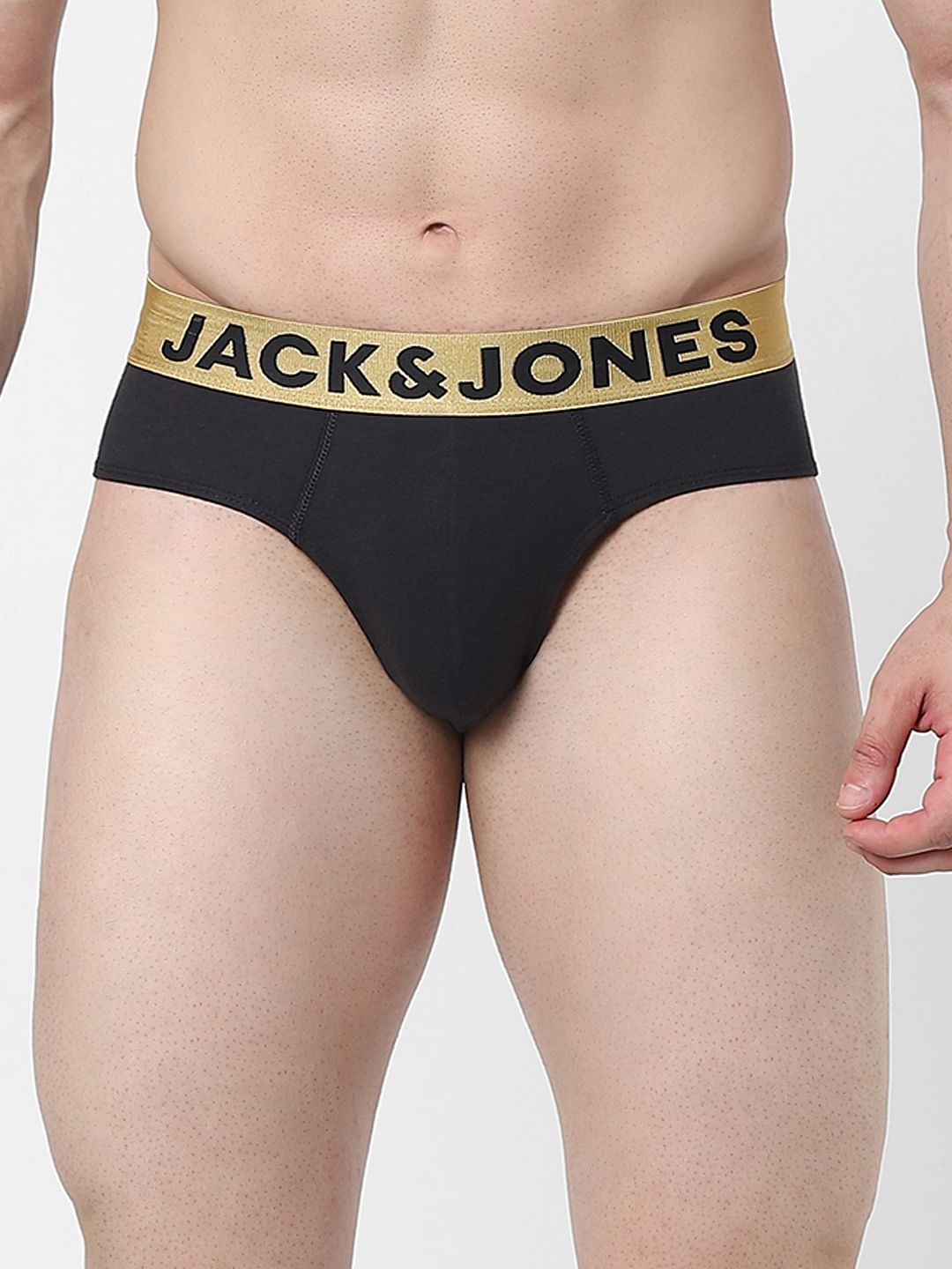 Black Logo Print Briefs - S