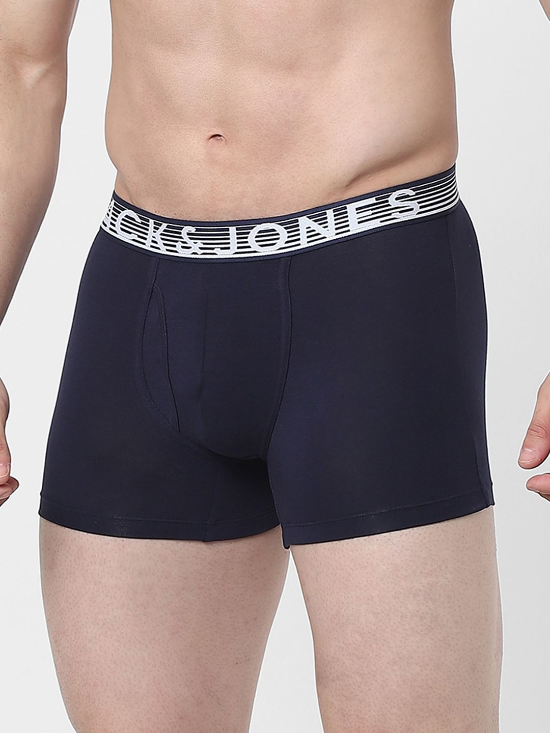 Navy Blue Logo Print Trunks