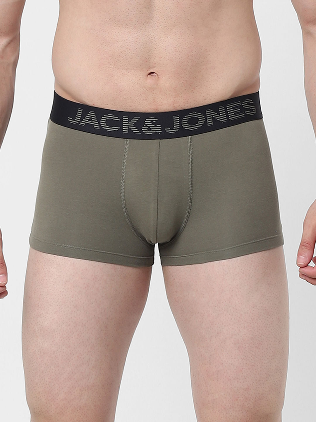 Dusty Olive Green Logo Print Trunks - S
