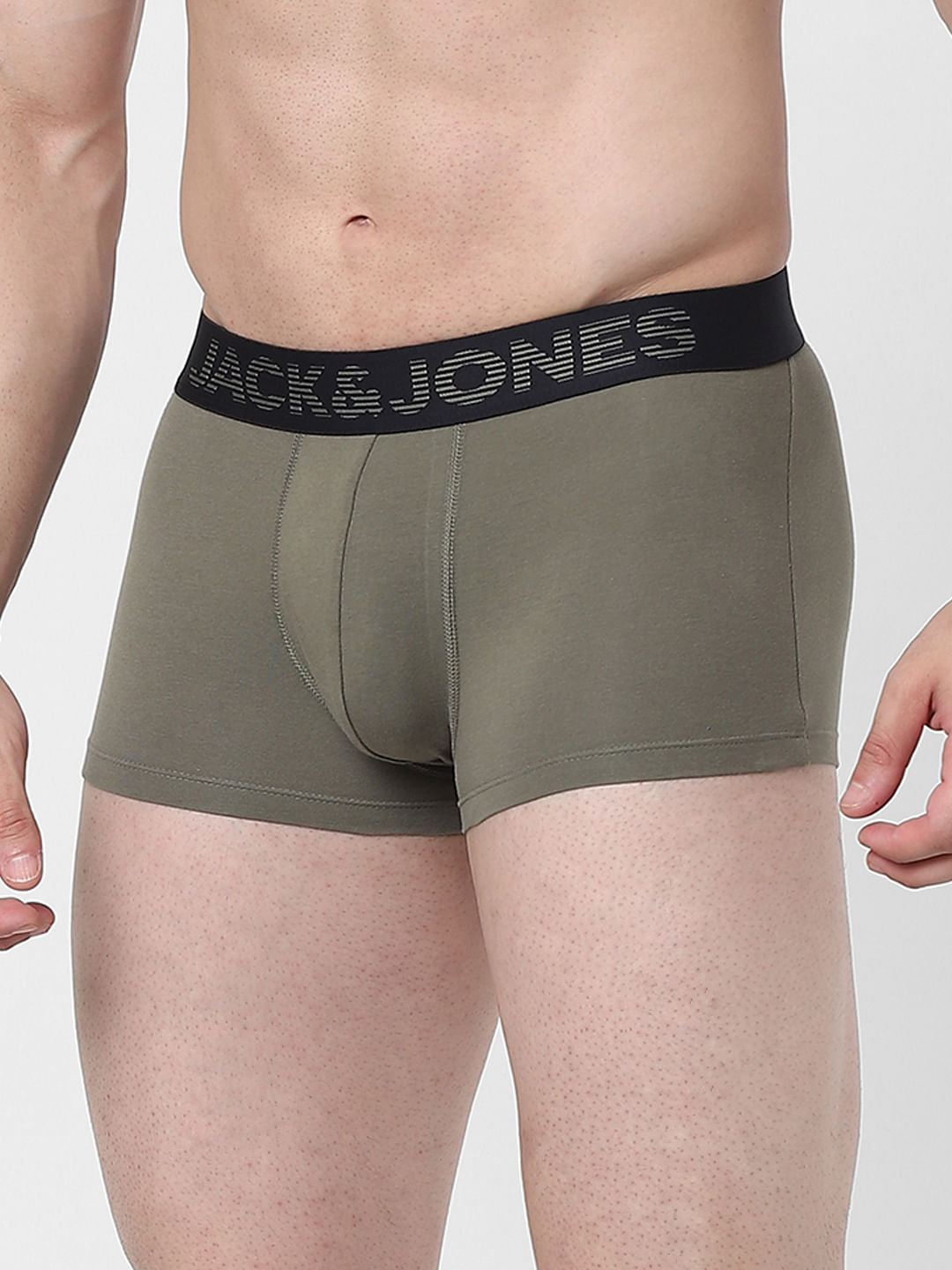 Dusty Olive Green Logo Print Trunks