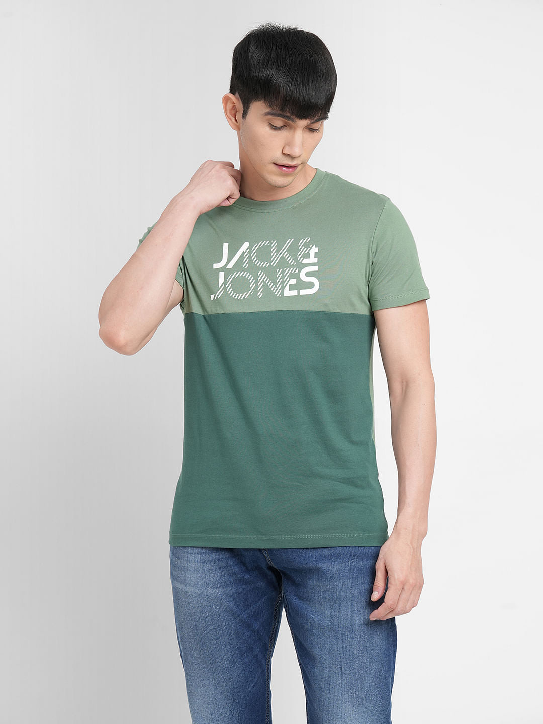 Green Logo Print Crew Neck T-shirt