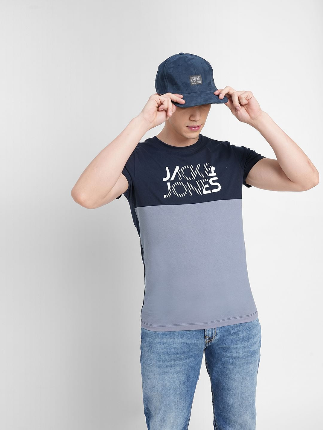 Blue Logo Print Crew Neck T-shirt - S