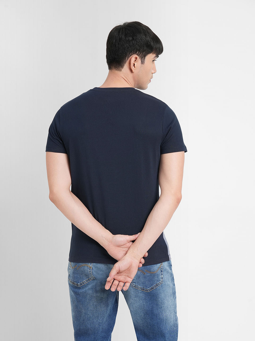 Blue Logo Print Crew Neck T-shirt