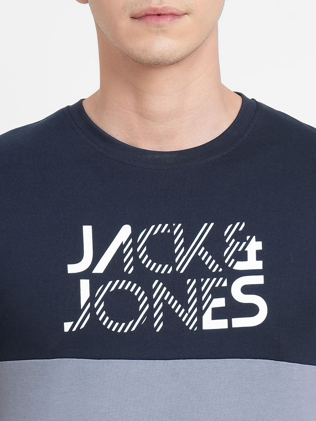 Blue Logo Print Crew Neck T-shirt