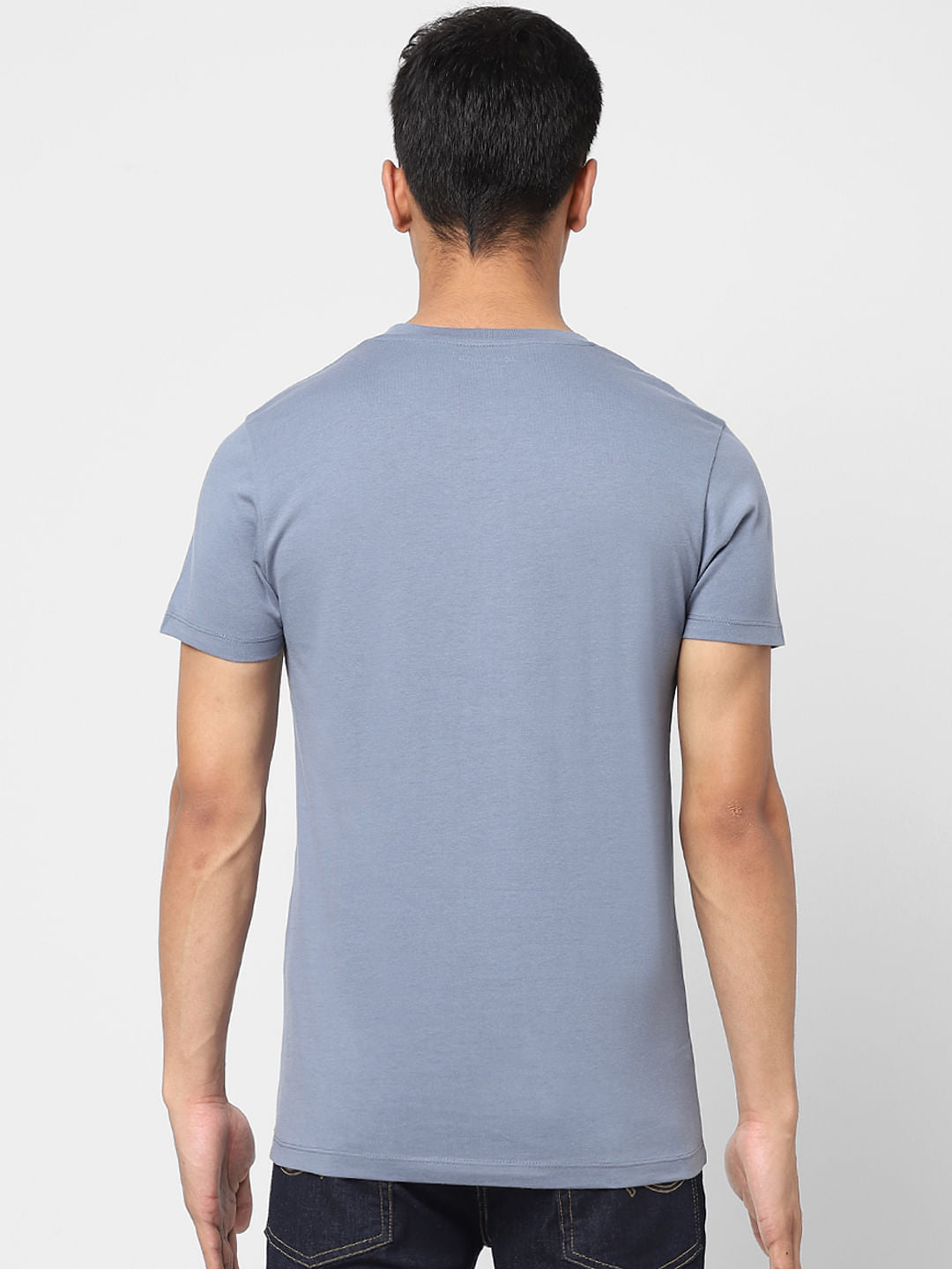 Blue Logo Print Crew Neck T-shirt