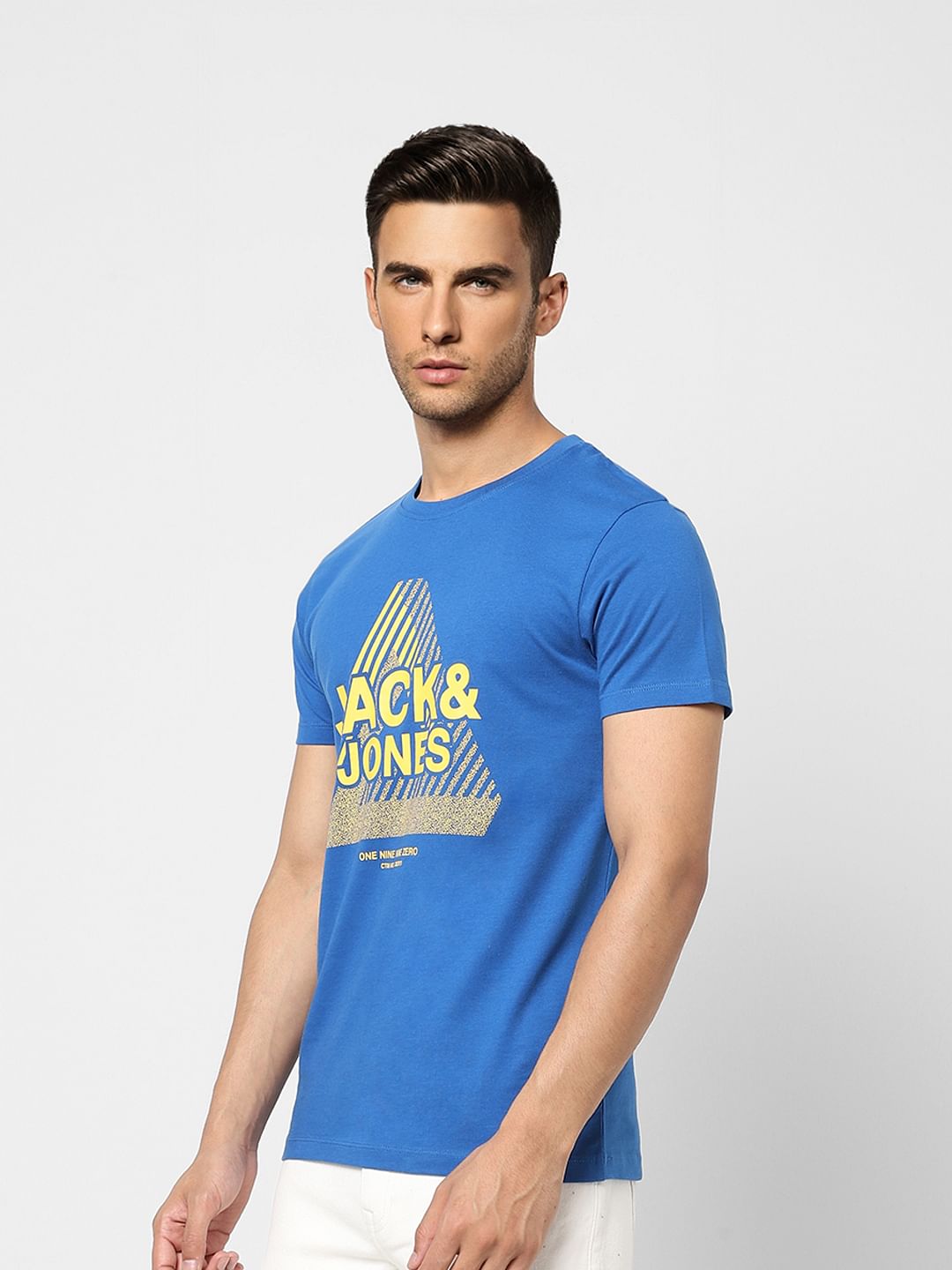 Blue Logo Print Crew Neck T-shirt