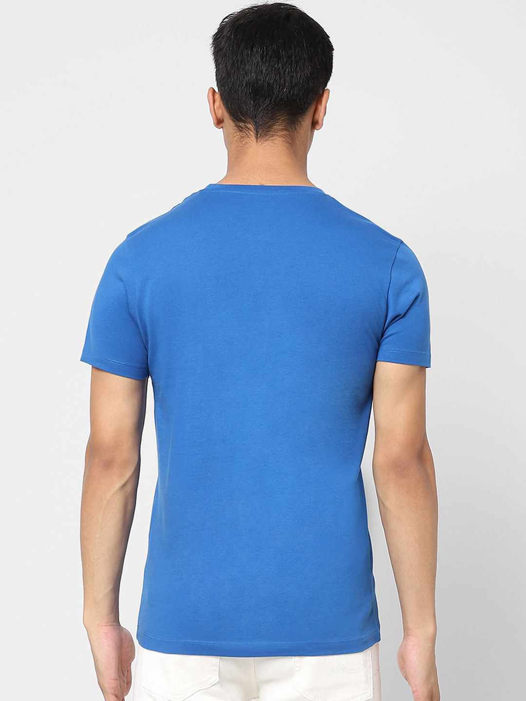 Blue Logo Print Crew Neck T-shirt