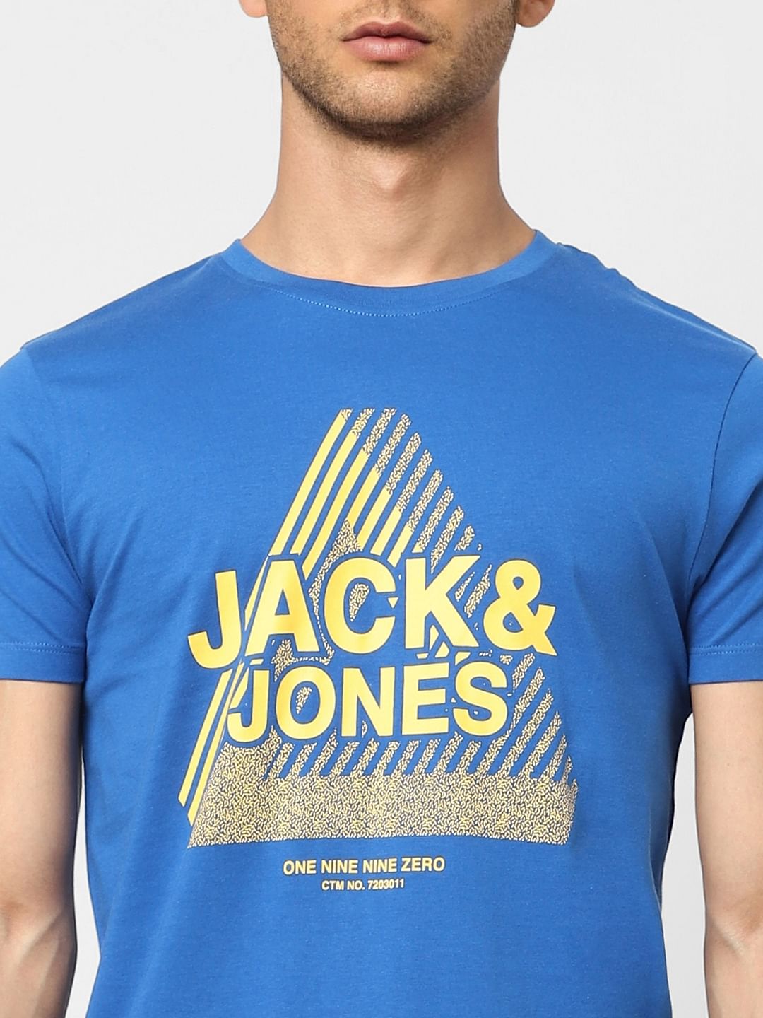 Blue Logo Print Crew Neck T-shirt