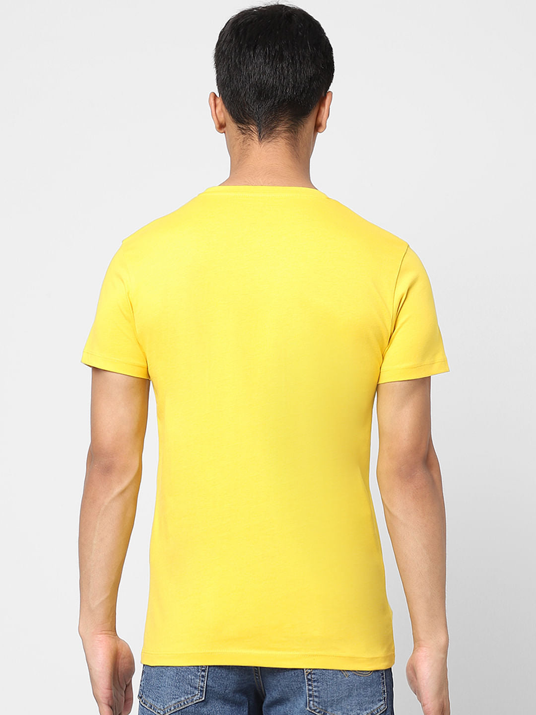 Yellow Logo Print Crew Neck T-shirt