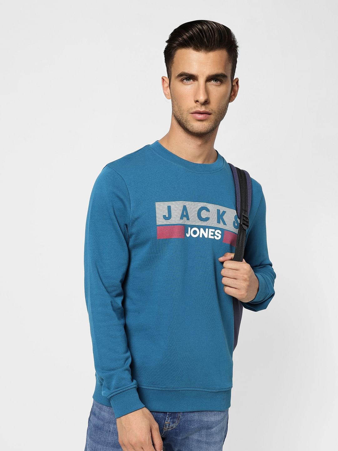 Blue Logo Print Sweatshirt - S