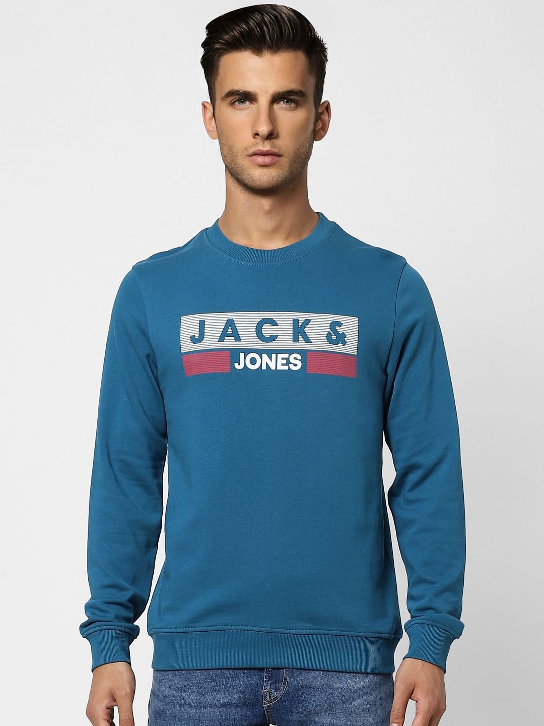 Blue Logo Print Sweatshirt
