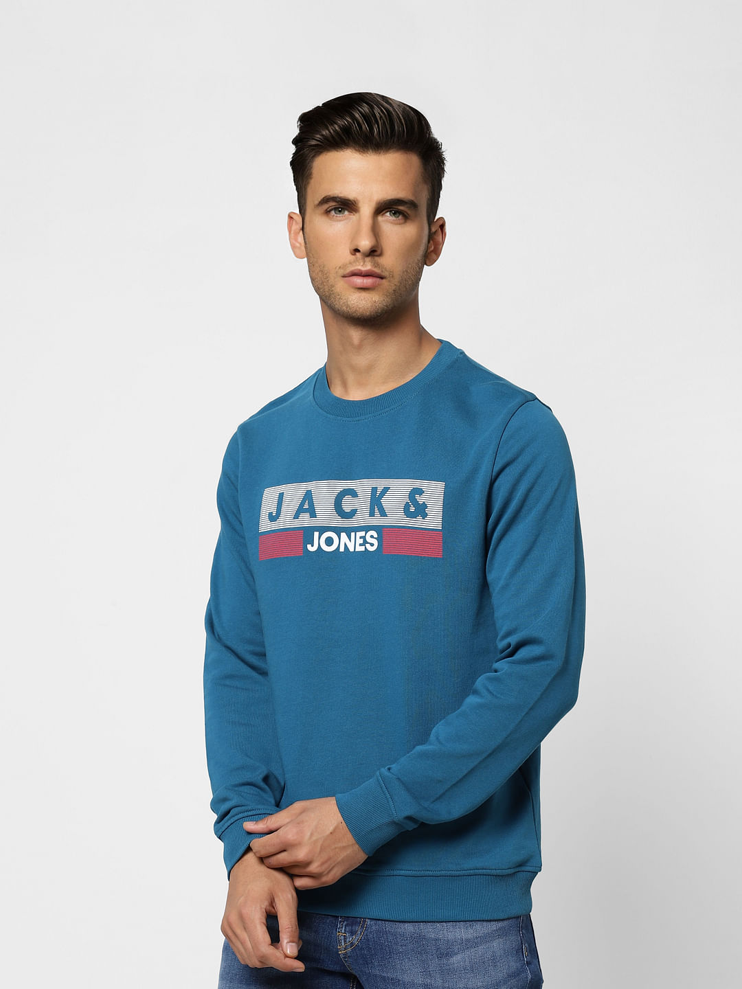 Blue Logo Print Sweatshirt