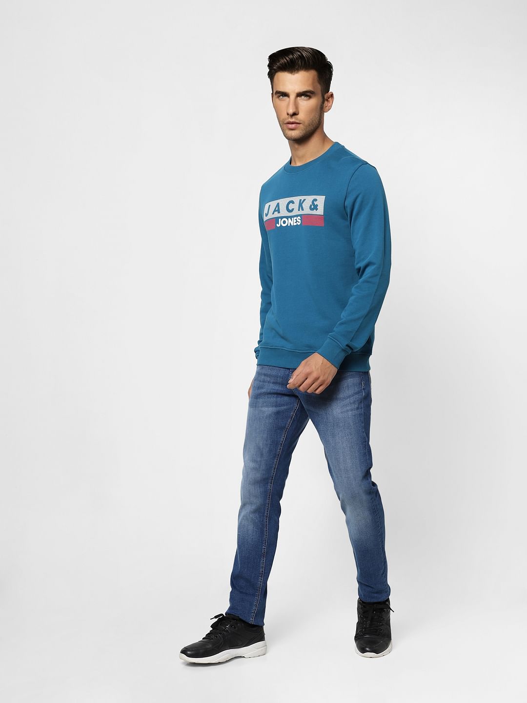 Blue Logo Print Sweatshirt