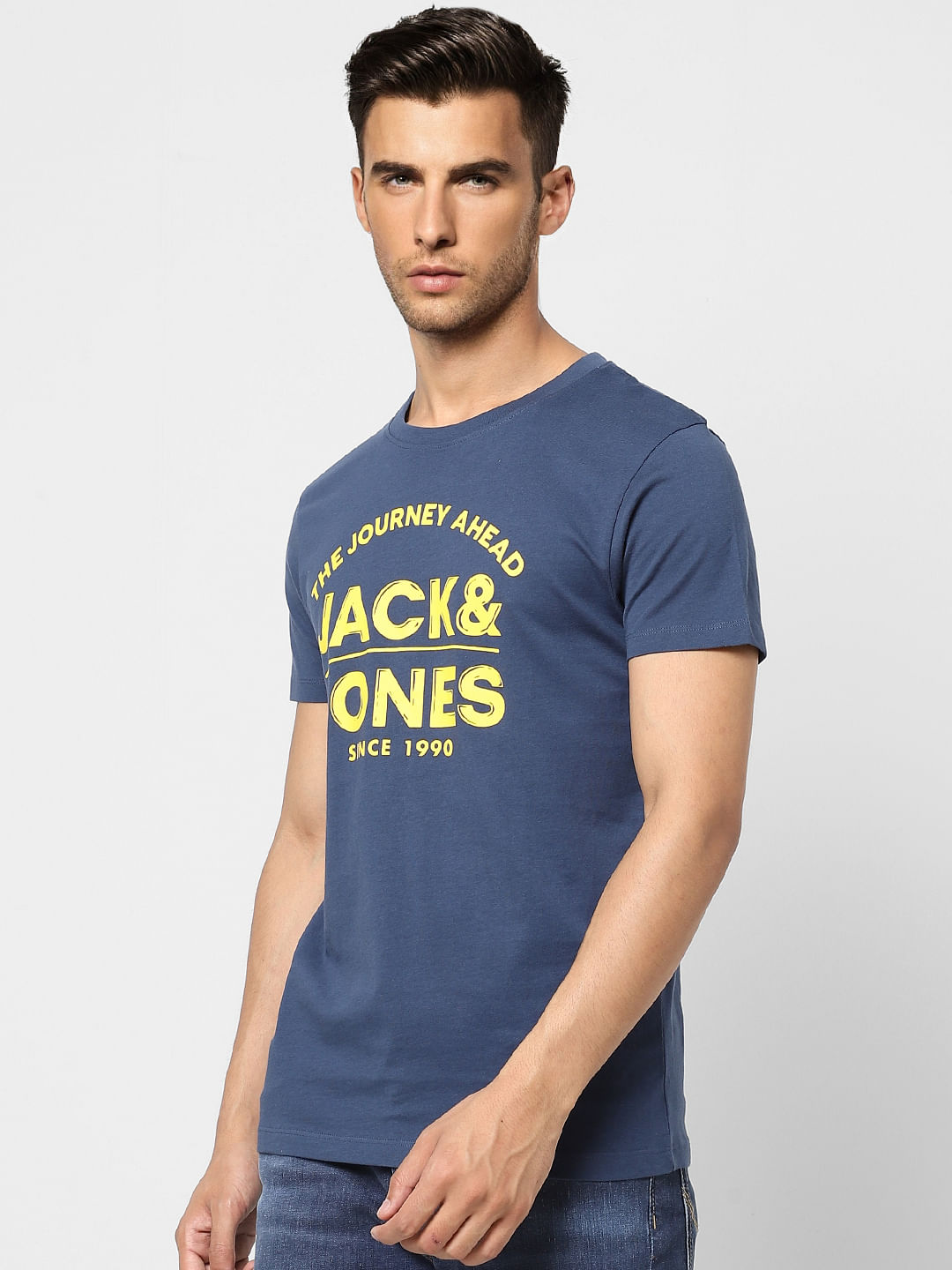 Navy Logo Print Crew Neck T-shirt