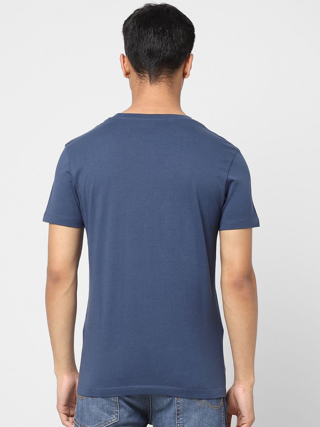 Navy Logo Print Crew Neck T-shirt