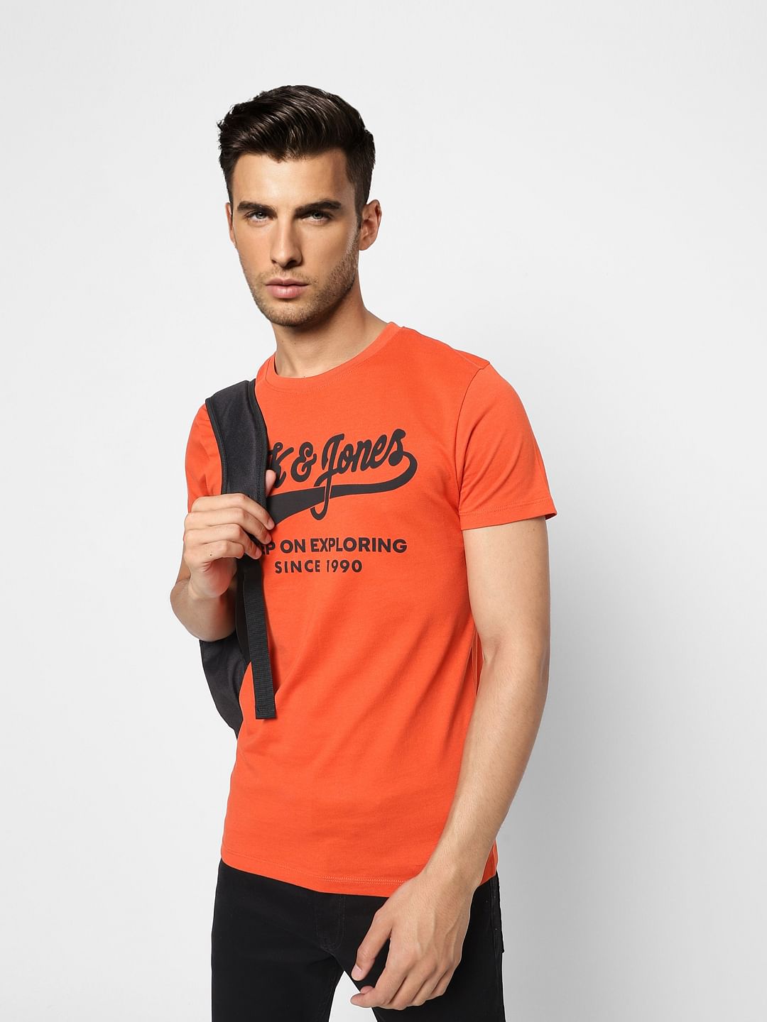 Red Logo Print Crew Neck T-shirt