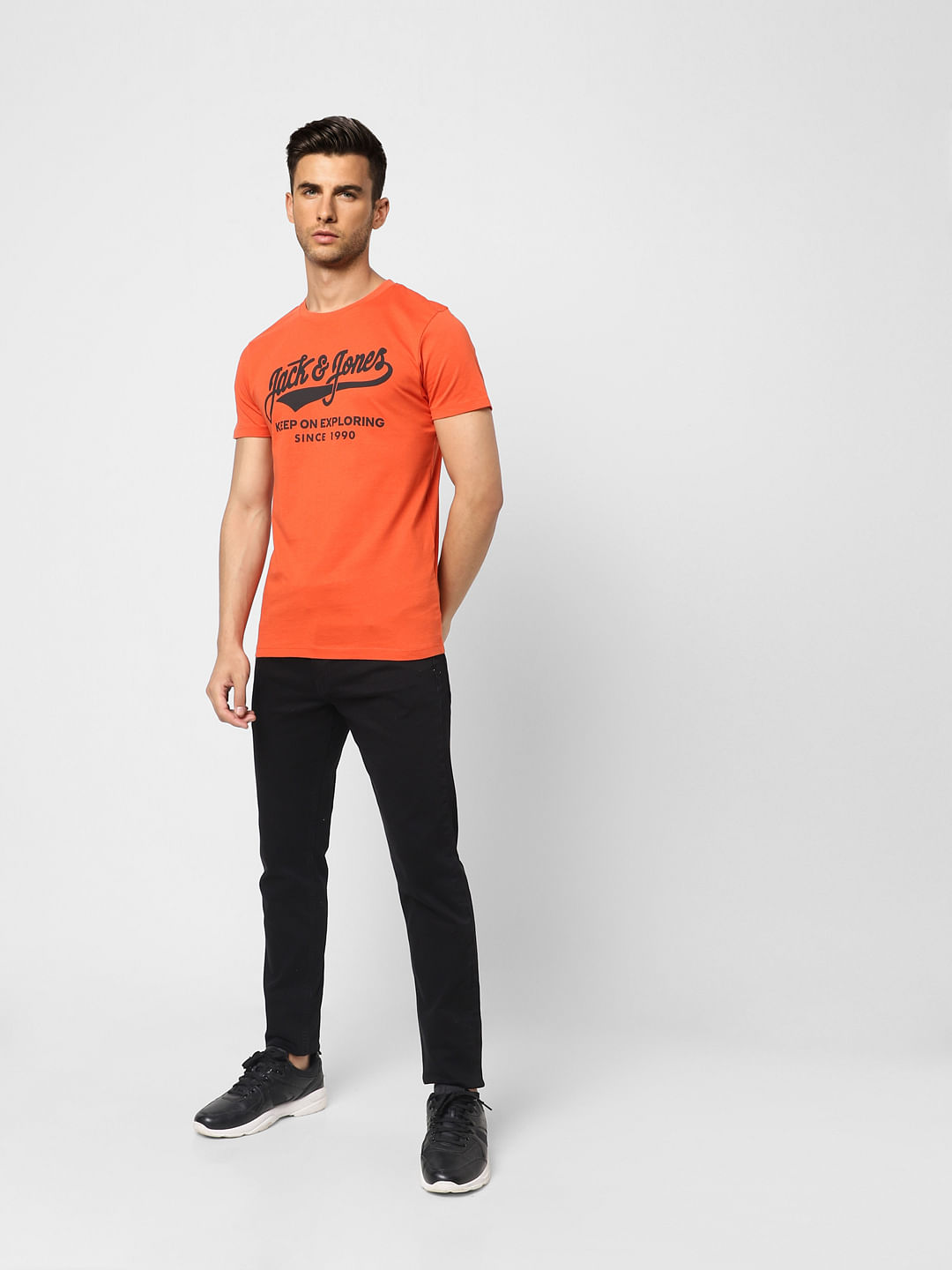 Red Logo Print Crew Neck T-shirt
