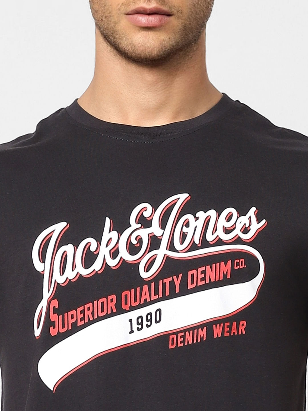 Black Logo Print Crew Neck T-shirt