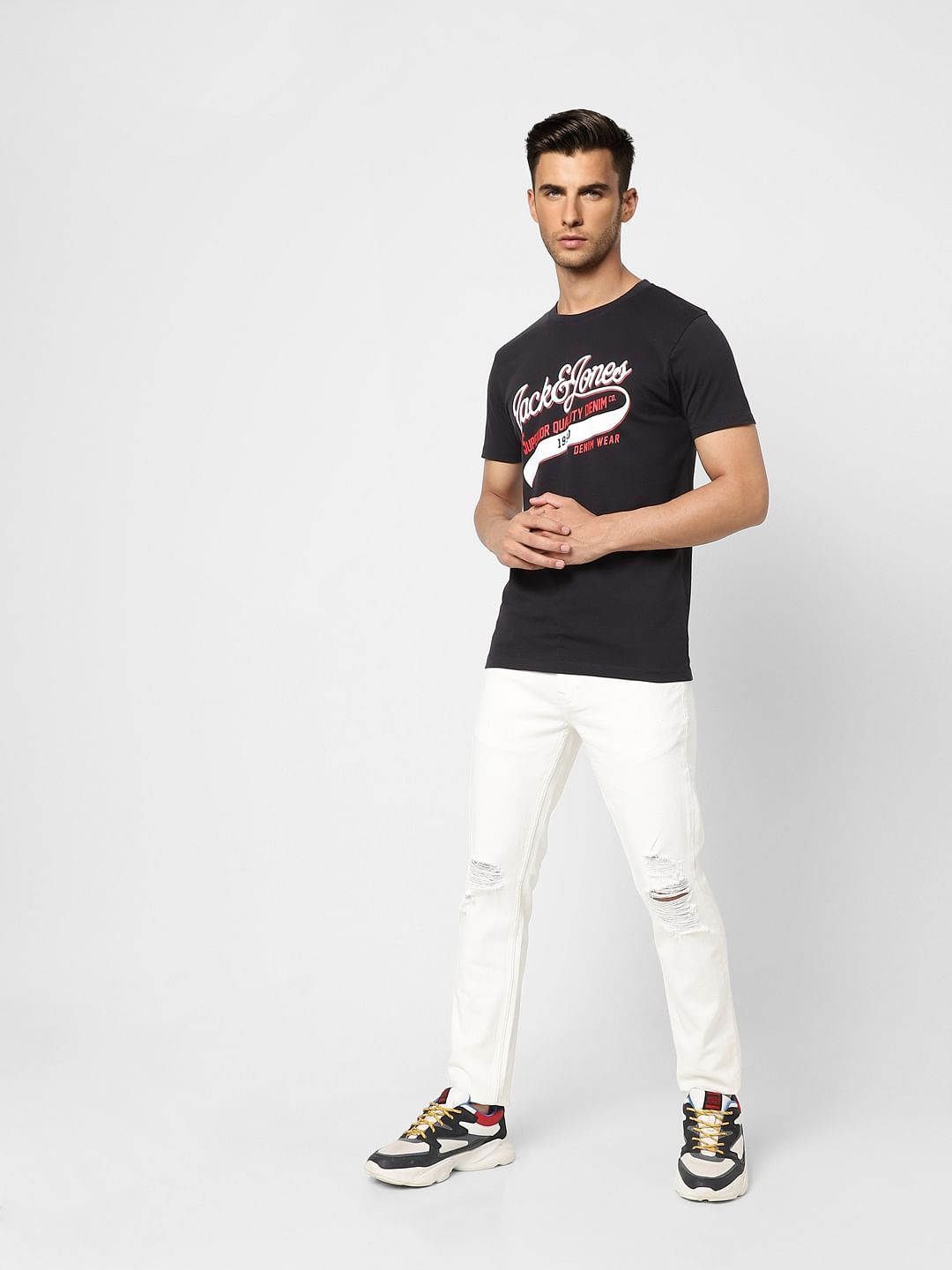 Black Logo Print Crew Neck T-shirt