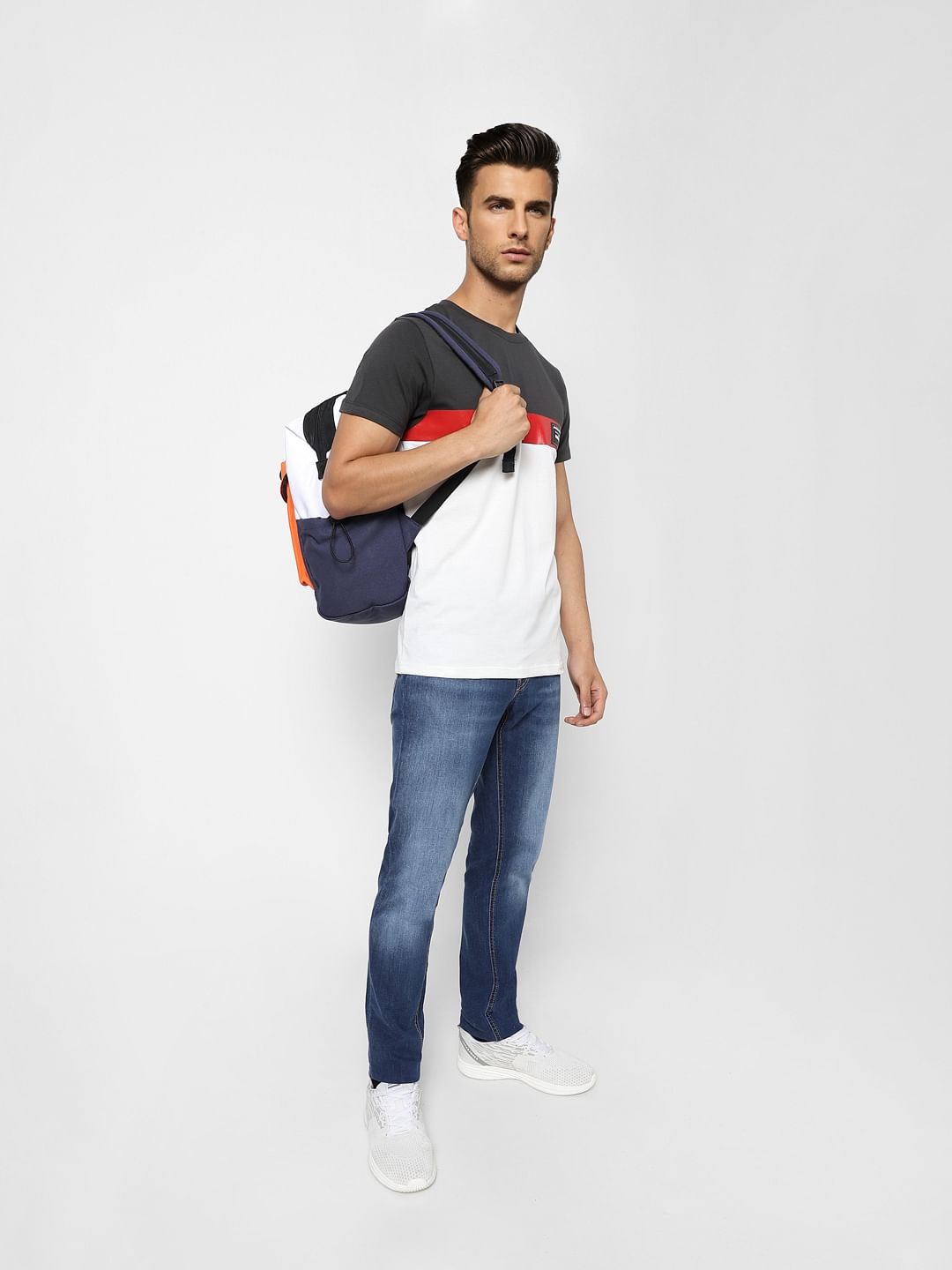 Black Colourblocked Crew Neck T-shirt