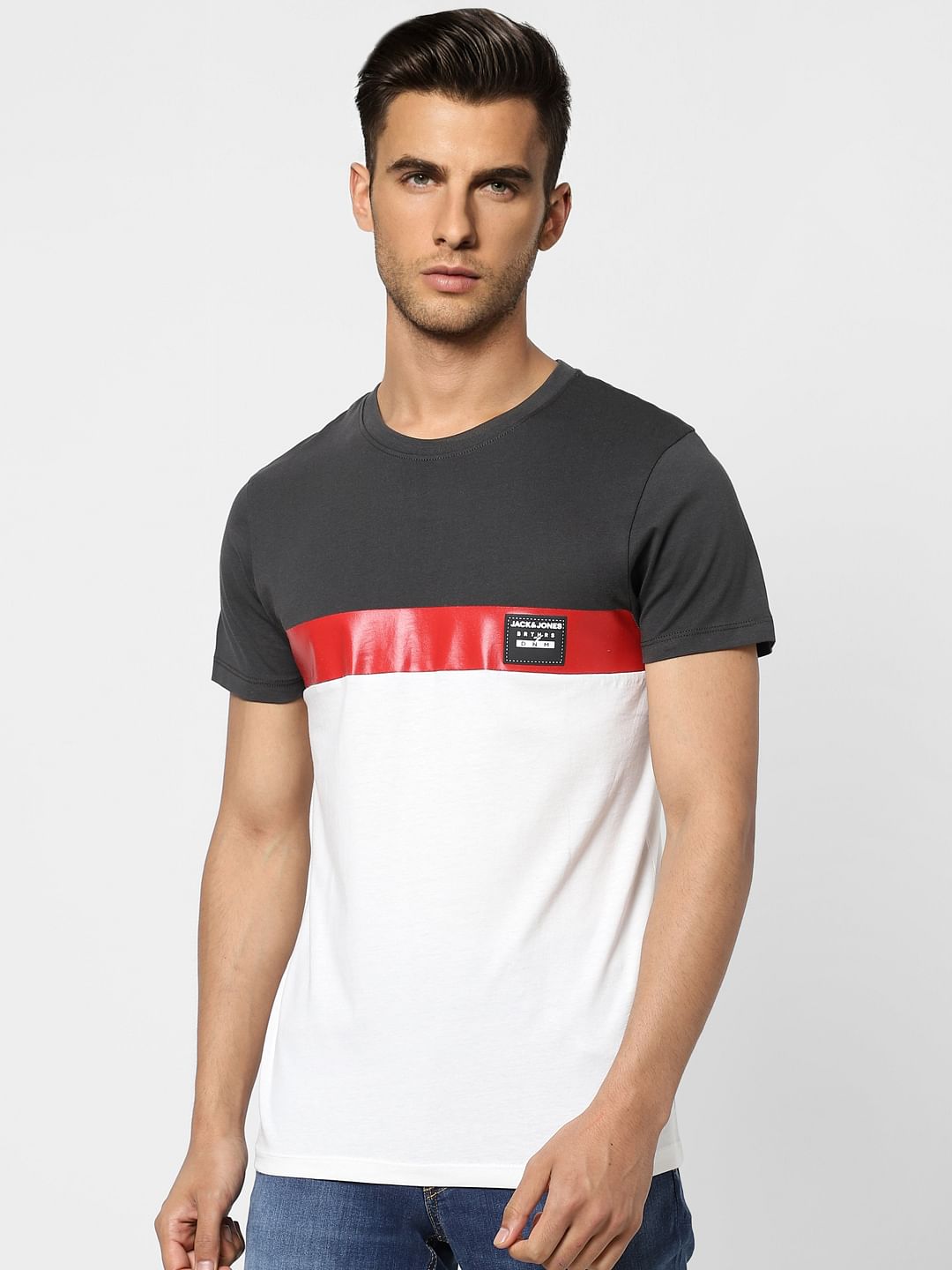 Black Colourblocked Crew Neck T-shirt