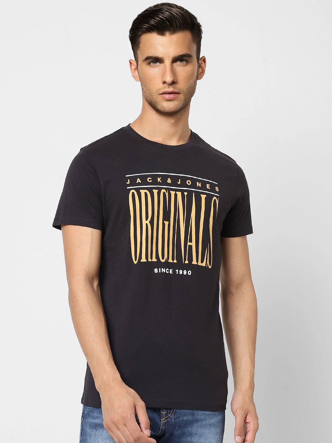 Black Logo Print Crew Neck T-shirt