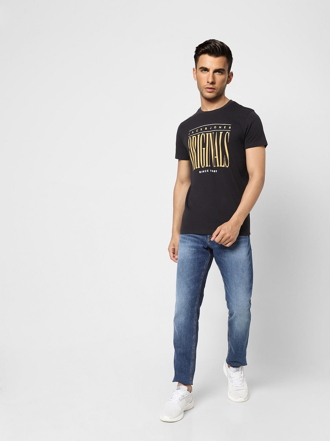 Black Logo Print Crew Neck T-shirt