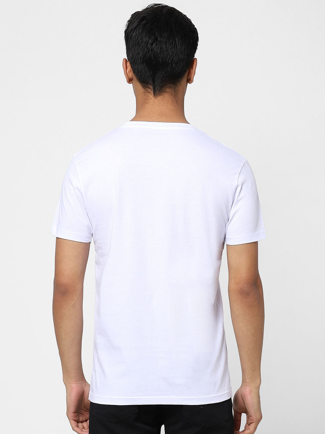 White Logo Print Crew Neck T-shirt