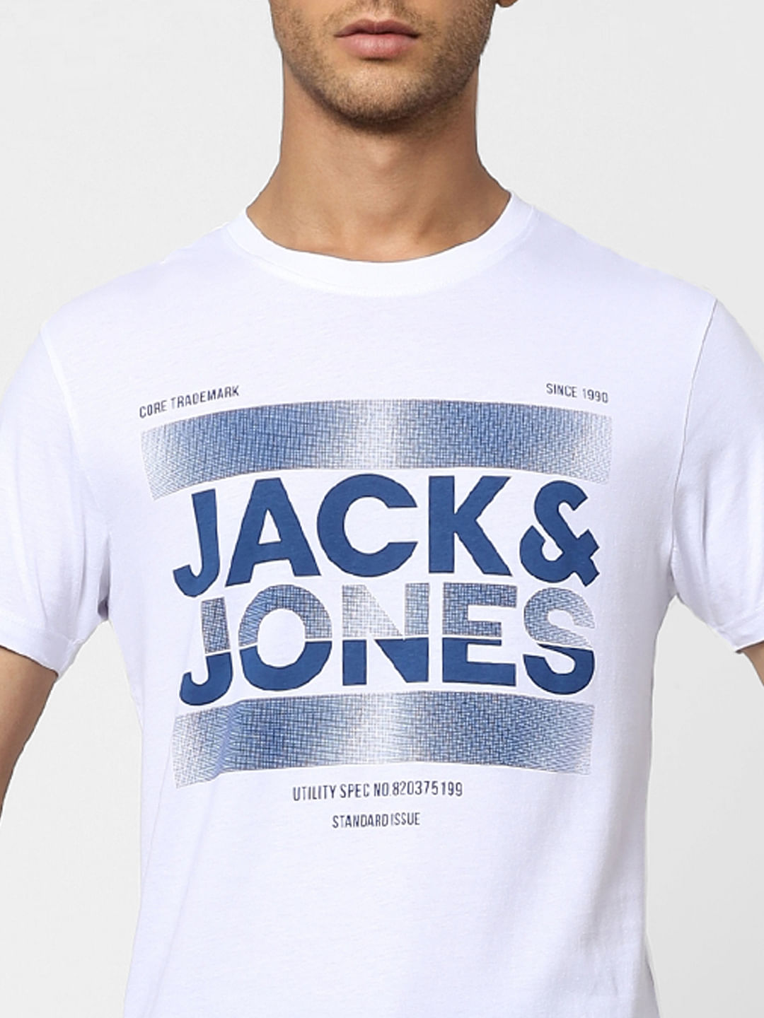 White Logo Print Crew Neck T-shirt