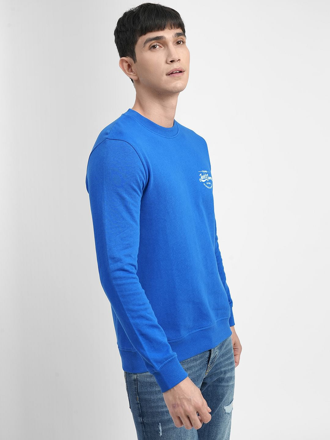 Blue Logo Print Sweatshirt