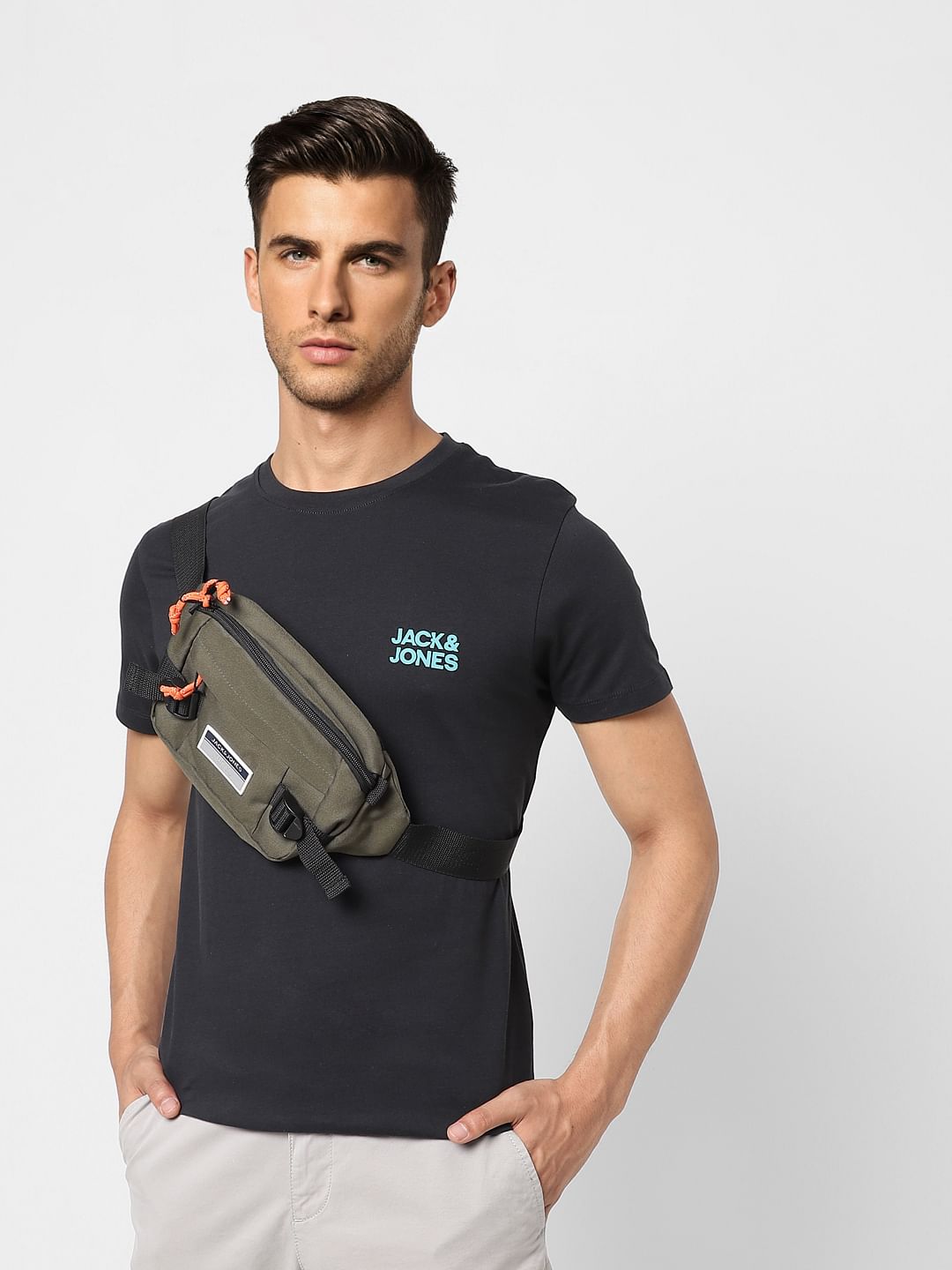 Black Logo Print Crew Neck T-shirt - S