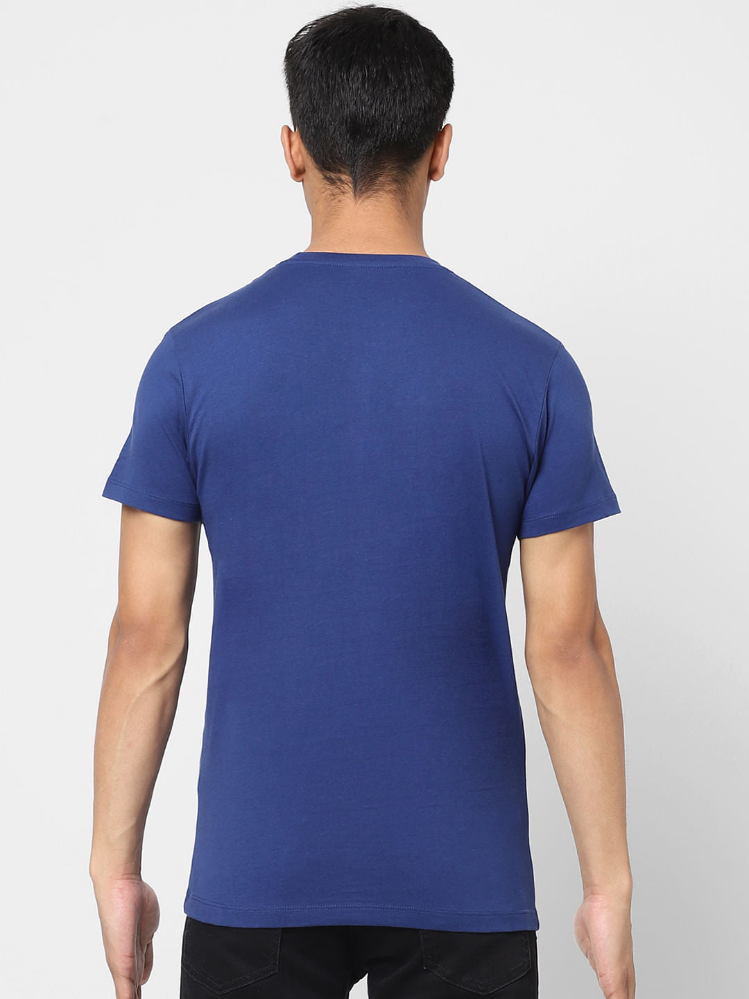 Blue Logo Print Crew Neck T-shirt